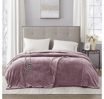 Beautyrest 100% Polyester Knitted Solid Microlight to Solid Microlight Heated Blanket - Twin