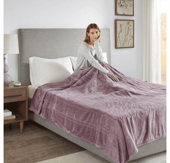 Beautyrest 100% Polyester Knitted Solid Microlight to Solid Microlight Heated Blanket - Twin