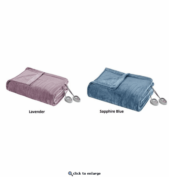 Beautyrest 100% Polyester Knitted Solid Microlight to Solid Microlight Heated Blanket - Twin