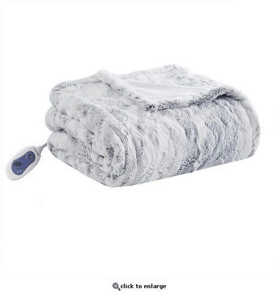 Beautyrest 100% Polyester Marble Faux Fur Heated Throw - 50
