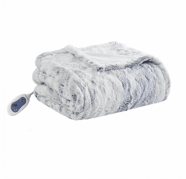 Beautyrest 100% Polyester Marble Faux Fur Heated Throw - 50"W x 70"L