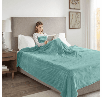 Beautyrest 100% Polyester Solid Microlight Reversible Heated Blanket - King