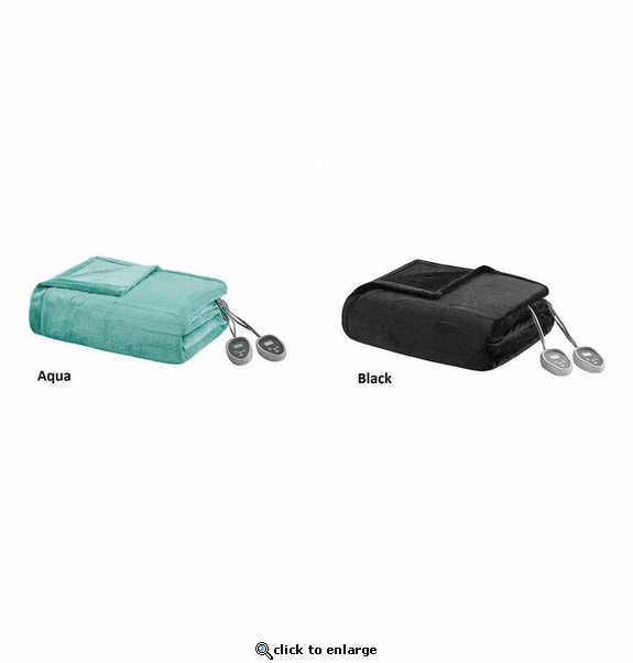 Beautyrest 100% Polyester Solid Microlight Reversible Heated Blanket - King