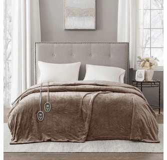 Beautyrest 100% Polyester Solid Microlight to Solid Microlight Heated Blanket - Queen