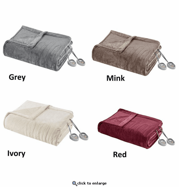 Beautyrest 100% Polyester Solid Microlight to Solid Microlight Heated Blanket - Queen