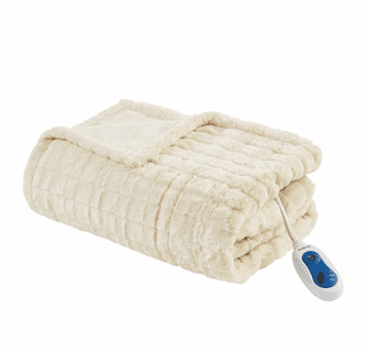 Beautyrest Heated Zuri Oversized Faux Fur Throw - 50"Wx70"L