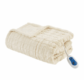 Beautyrest Heated Zuri Oversized Faux Fur Throw - 50"Wx70"L