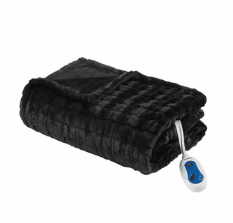 Beautyrest Heated Zuri Oversized Faux Fur Throw - 50"Wx70"L