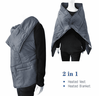 Dr.Warm Portable Electric Far Infrared Multi-Function 2in1 Heated Vest and Heating Blanket