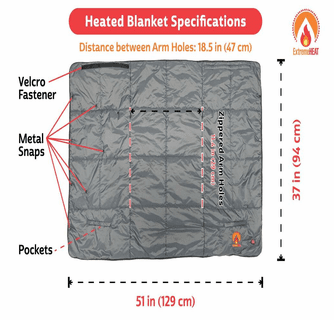 ExtremeHEAT Heated Blanket/Poncho with 10000mAh Power Bank