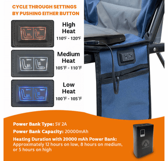 ExtremeHEAT Heated Camping Chair with 20000mAh Power Bank