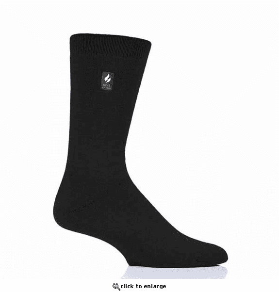Heat Holders Men's Ultra Lite Cardinal Solid Crew Socks - Black