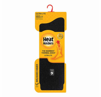 Heat Holders Men's Ultra Lite Cardinal Solid Crew Socks - Black