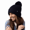 Heat Holders Women's Arden Ribbed Knit Roll Up Hat with Pom Pom (Grey)
