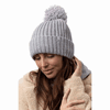 Heat Holders Women's Arden Ribbed Knit Roll Up Hat with Pom Pom (Grey)