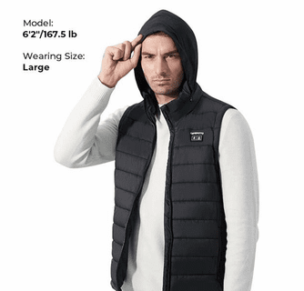 Kemimoto Men's Heated Vest with Heated Hood