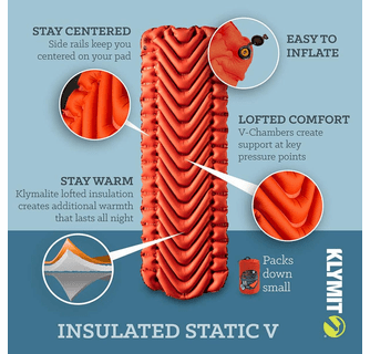 Klymit Insulated Static V Sleeping Pad - Orange