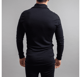 Merino Skins Unisex Long Sleeve Half Zip Front - Black