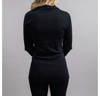 Merino Skins Unisex Long Sleeve Half Zip Front - Black