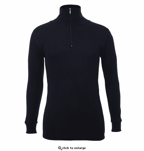 Merino Skins Unisex Long Sleeve Half Zip Front - Black
