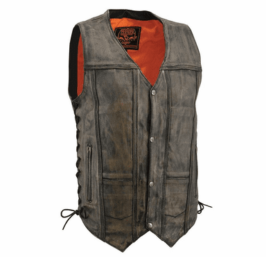Milwaukee Leather Men's Brown Distressed 10 Pocket Vest