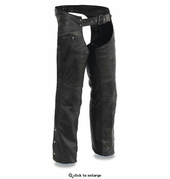 Milwaukee Leather Men's Chaps with Cool Tec Leather & Zippered Thigh Pockets