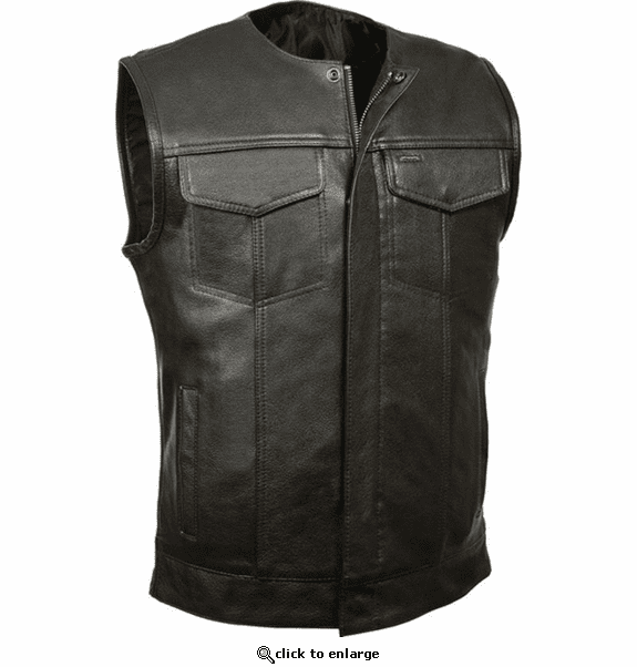 Milwaukee Leather Men's Collarless Snap/Zip Front Club Vest