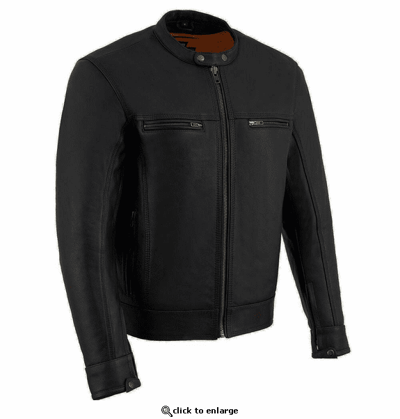 Milwaukee Leather Men's Cool-Tec Leather Scooter Style Motorcycle Jacket with Liner
