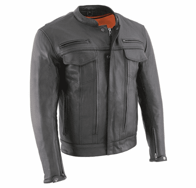 Milwaukee Leather Men's Cool-Tec Real Leather Scooter Style Motorcycle Jacket with Utility Pockets