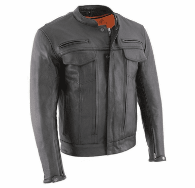 Milwaukee Leather Men's Cool-Tec Real Leather Scooter Style Motorcycle Jacket with Utility Pockets