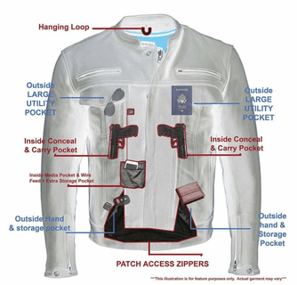 Milwaukee Leather Men's Cool-Tec Real Leather Scooter Style Motorcycle Jacket with Utility Pockets