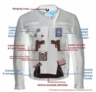 Milwaukee Leather Men's Cool-Tec Real Leather Scooter Style Motorcycle Jacket with Utility Pockets