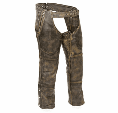 Milwaukee Leather Men's Distressed Brown Four Pocket Thermal Lined Chap
