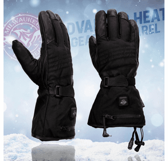 Milwaukee Leather Men's Heated Leather/Textile Winter Gloves with Battery/Harness Wire and i-Touch