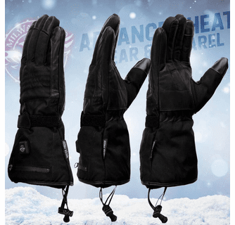 Milwaukee Leather Men's Heated Leather/Textile Winter Gloves with Battery/Harness Wire and i-Touch
