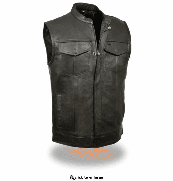 Milwaukee Leather Men's Open Neck Snap/Zip Front Club Style Vest