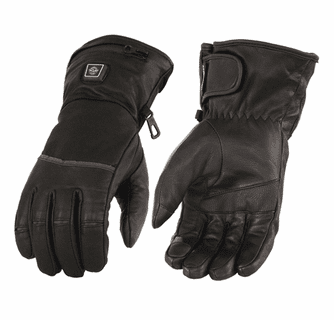 Milwaukee Leather Men's Waterproof Heated Gauntlet Gloves with Battery Kit