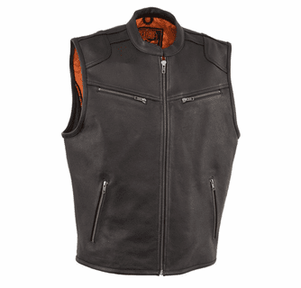 Milwaukee Leather Men's Zipper Front Leather Vest with Cool Technology