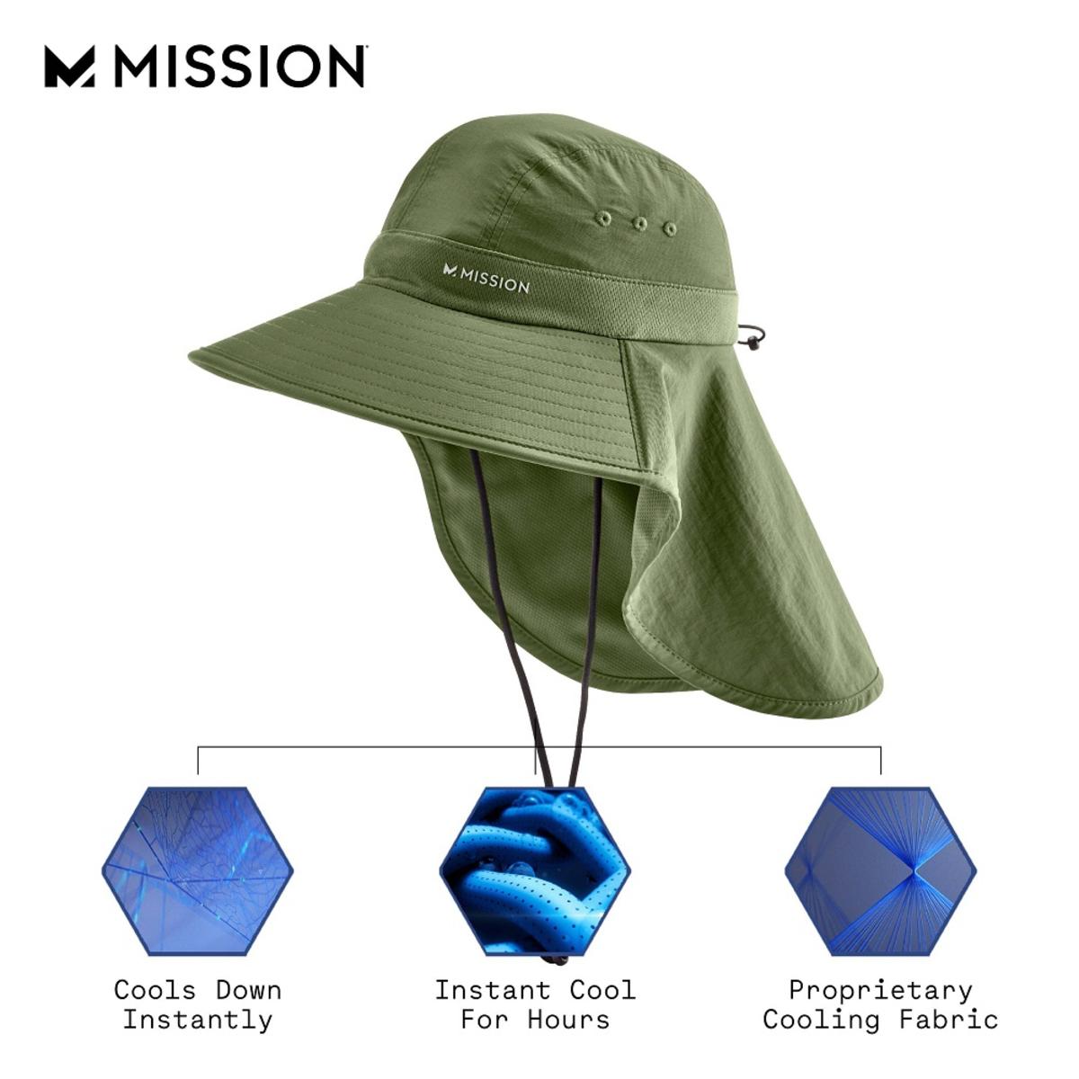 Cappello Mission Sun Defender Con Tesa Larga E Protezione Collo, Beige, Unisex, Taglia Unica