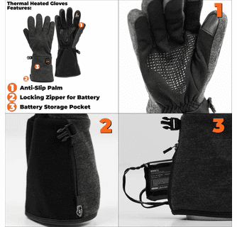 Mobile Warming 7.4V Unisex Thermal Everyday Heated Gloves