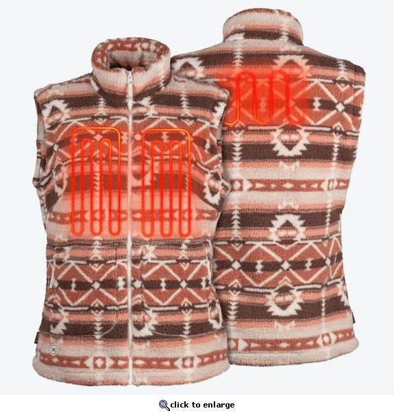 Mobile Warming Women's Upland Sherpa Long Printed Heated Vest