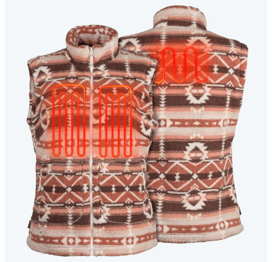 Mobile Warming Women's Upland Sherpa Long Printed Heated Vest