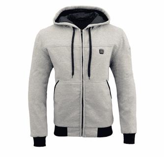 Nexgen Heat Men's Fiery Heated Hoodie Silver Zipper Front Sweatshirt Jacket with Battery Pack