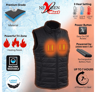 NexGen Heat Men's 'Puffed' Textile Heated Vest