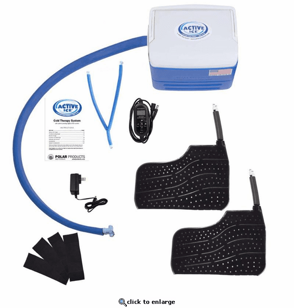 Polar Products Active Ice 3.0 Double Foot Pad Cold Therapy System with Programmable Digital Timer, 9 Quart Cooling Reservoir