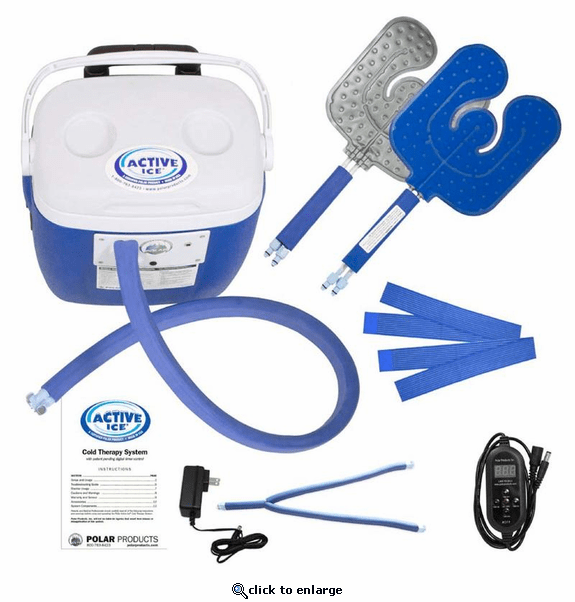 Polar Products Active Ice 3.0 Double Universal Pad Cold Therapy System with Programmable Digital Timer, 16 Quart Cooling Reservoir