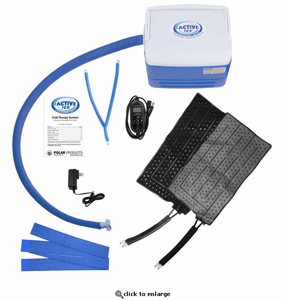 Polar Products Active Ice 3.0 Double Universal Rectangular Pad Cold Therapy System with Programmable Digital Timer, 9 Quart Cooling Reservoir