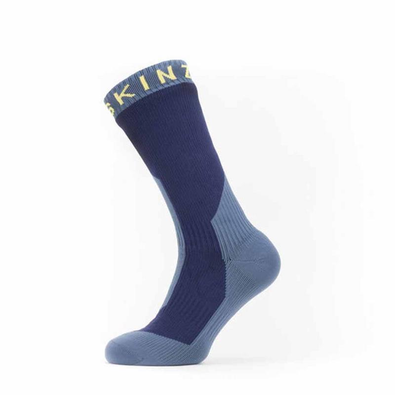 SEALSKINZ unisexe chaussette imperméable de taille moyenne pour le temps froid extreme - marine bleu/jaune, XL