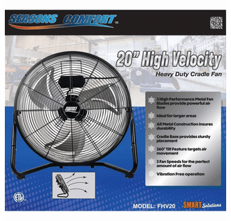 Seasons Comfort 20" High Velocity Heavy Duty Fan - Black