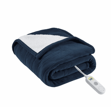 Serta Heated Fleece to Sherpa Throw - 50"Wx60"L